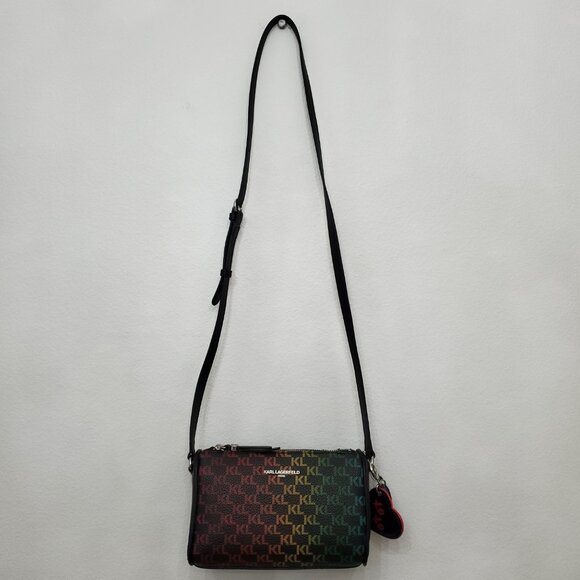 Karl Lagerfeld Paris Adele Faux Leather Rainbow Logo Crossbody Bag - Picture 3 of 16